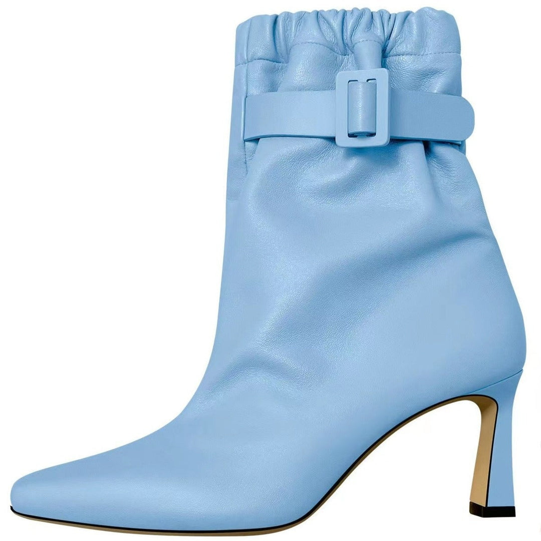 Adriana | Botins de Pele Mulher Salto Alto Fivela Slouchy