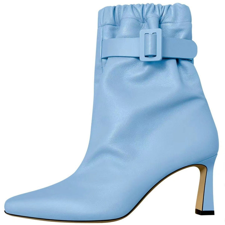Adriana | Botins de Pele Mulher Salto Alto Fivela Slouchy