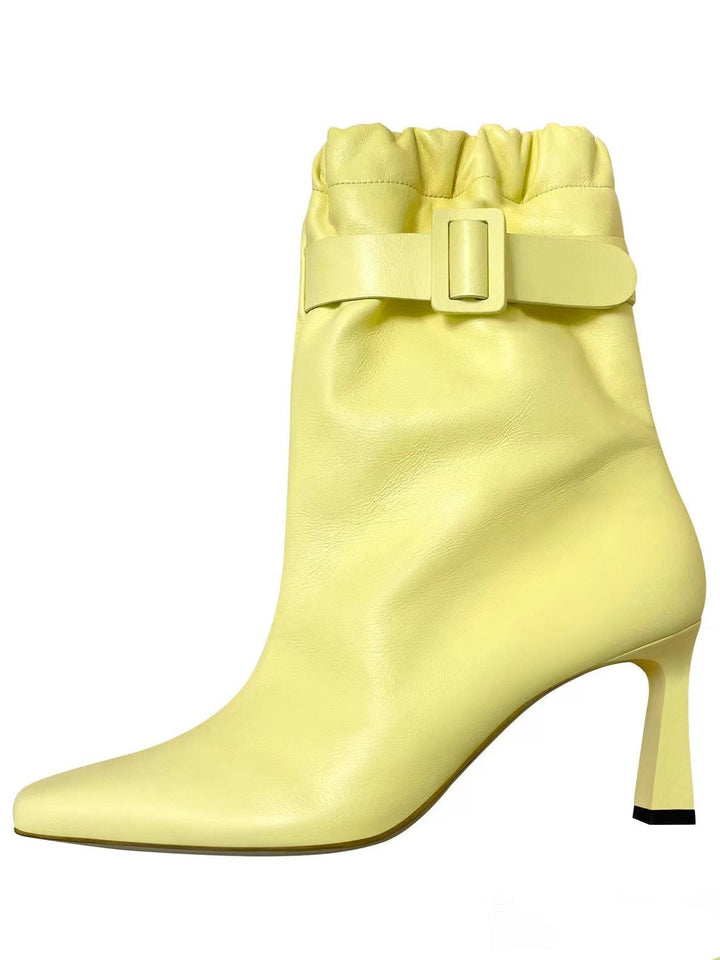 Adriana | Botins de Pele Mulher Salto Alto Fivela Slouchy