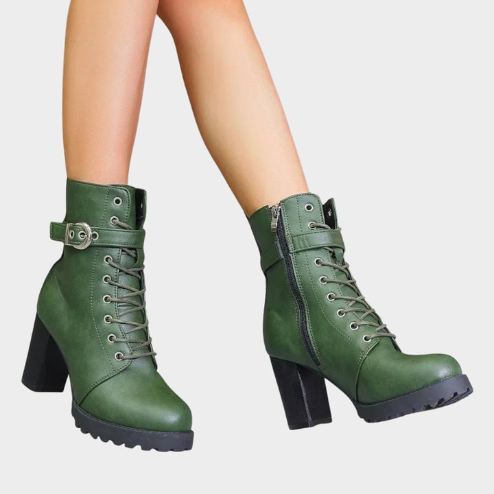 Adriana | Botins Mulher com Salto Bloco Atacadores e Fivela