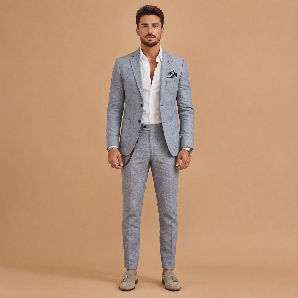 Afonso | Fato de Linho Duas Peças Homem Corte Slim Fit