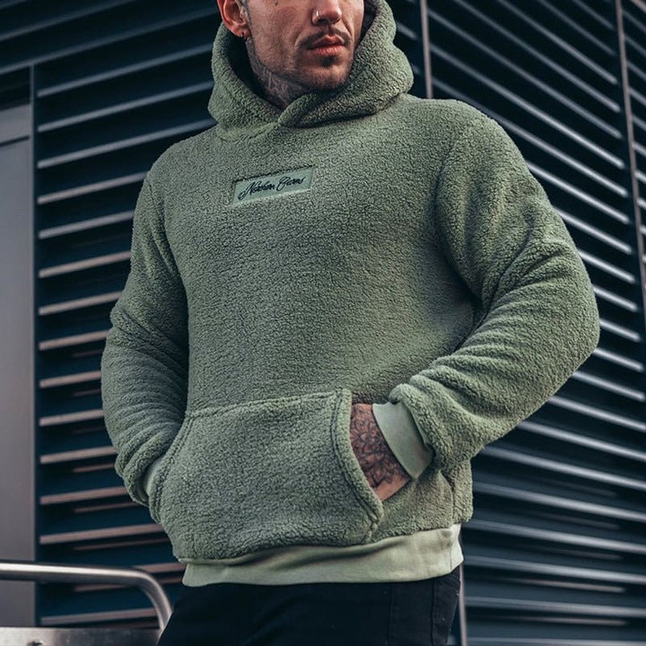 Afonso | Hoodie de Sherpa Homem com Capuz e Bolso Canguru