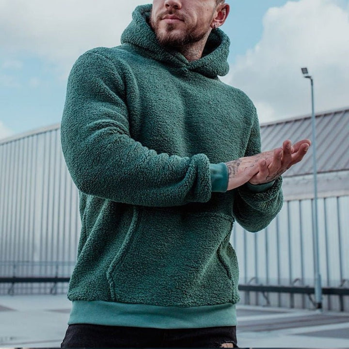 Afonso | Hoodie de Sherpa Homem com Capuz e Bolso Canguru