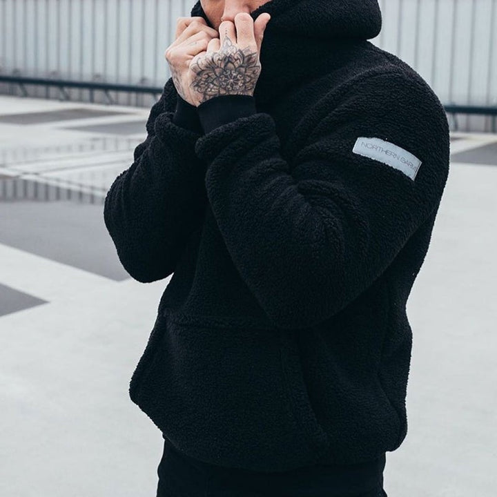 Afonso | Hoodie de Sherpa Homem com Capuz e Bolso Canguru