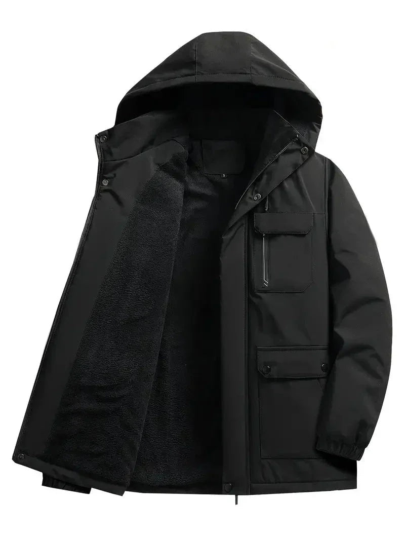 Afonso | Parka Impermeável Homem com Capuz Forro Polar