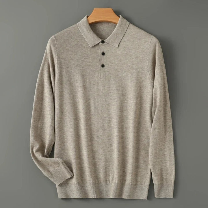 Afonso | Pólo de Lã Merino Homem Manga Comprida Gola Polo