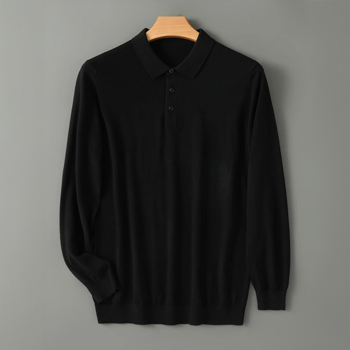 Afonso | Pólo de Lã Merino Homem Manga Comprida Gola Polo