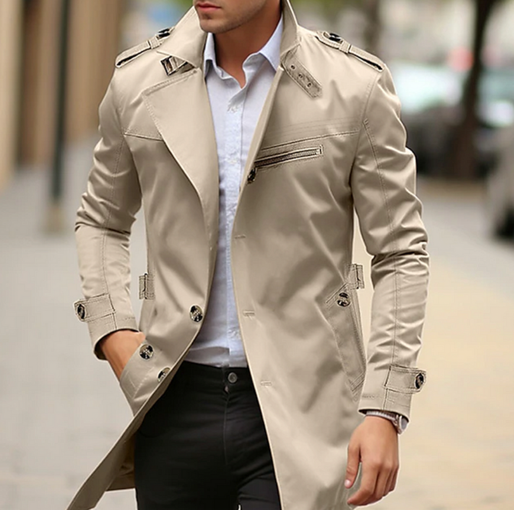 Afonso | Trench Coat Homem Manga Comprida Epaulettes