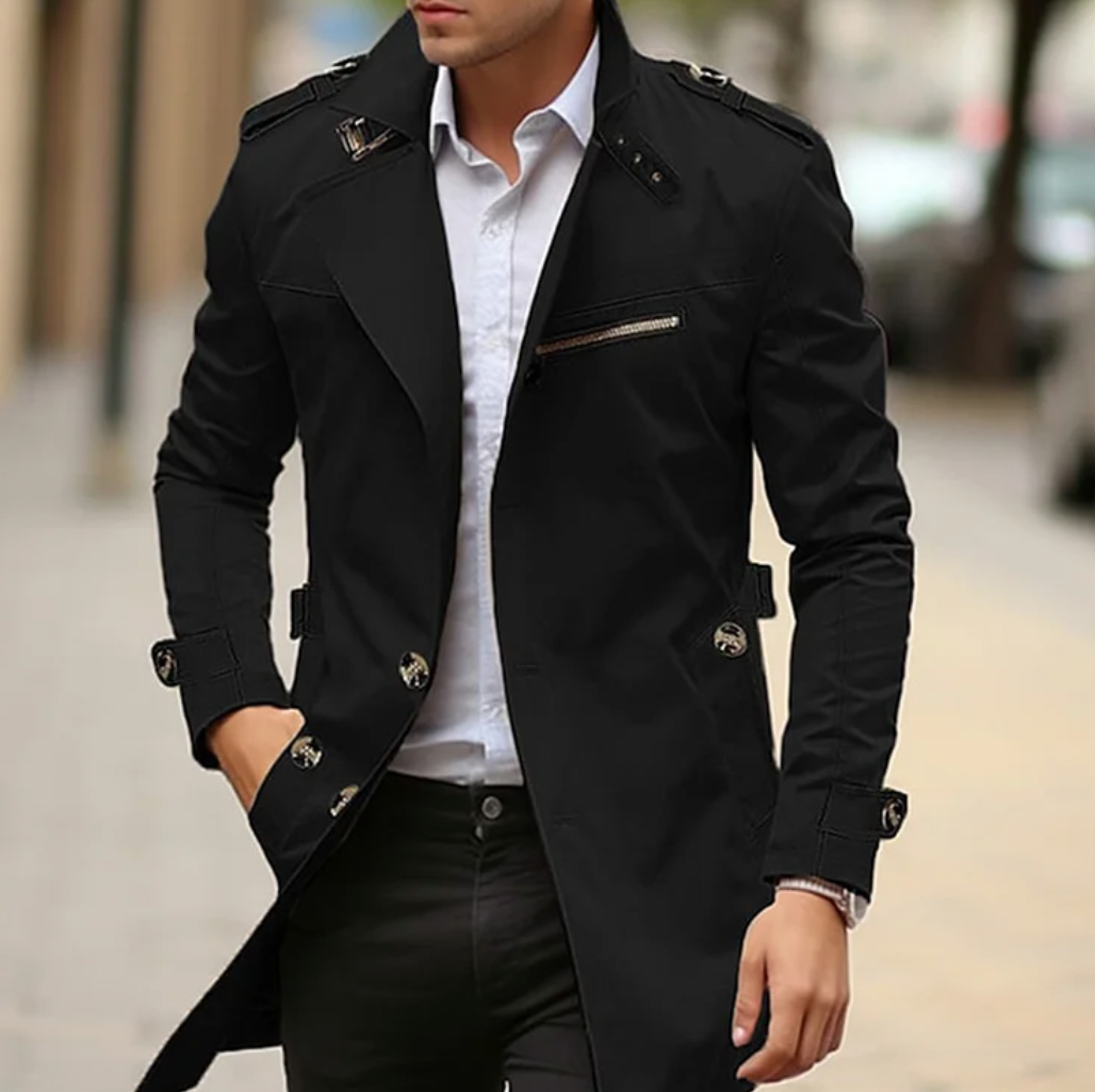Afonso | Trench Coat Homem Manga Comprida Epaulettes