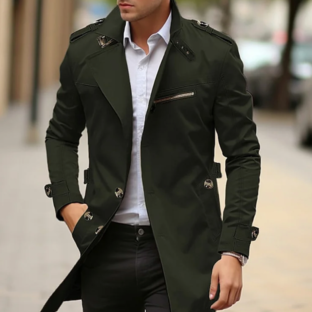 Afonso | Trench Coat Homem Manga Comprida Epaulettes
