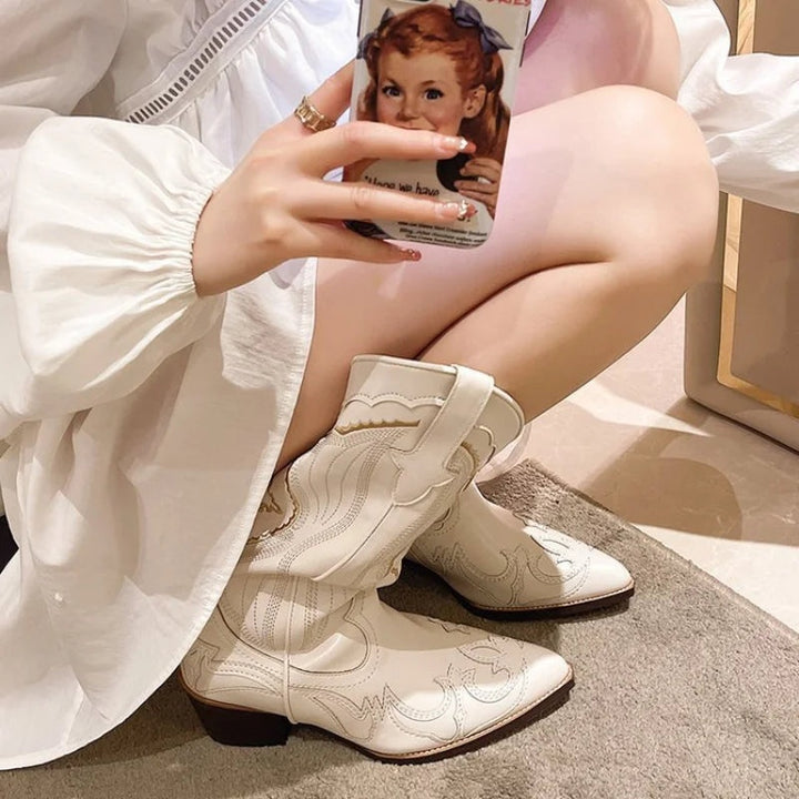 Ana | Botas Cowboy Mulher Cano Alto Bordado Western
