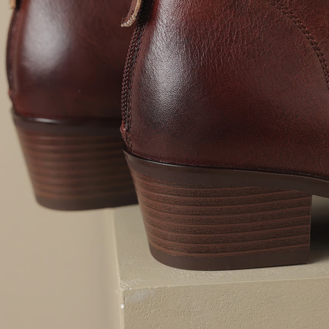 Ana | Botins de Pele Mulher Bico Fino Salto Baixo