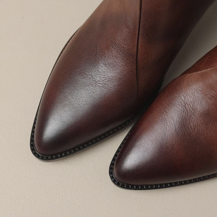 Ana | Botins de Pele Mulher Bico Fino Salto Baixo
