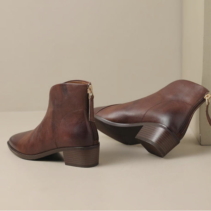 Ana | Botins de Pele Mulher Bico Fino Salto Baixo