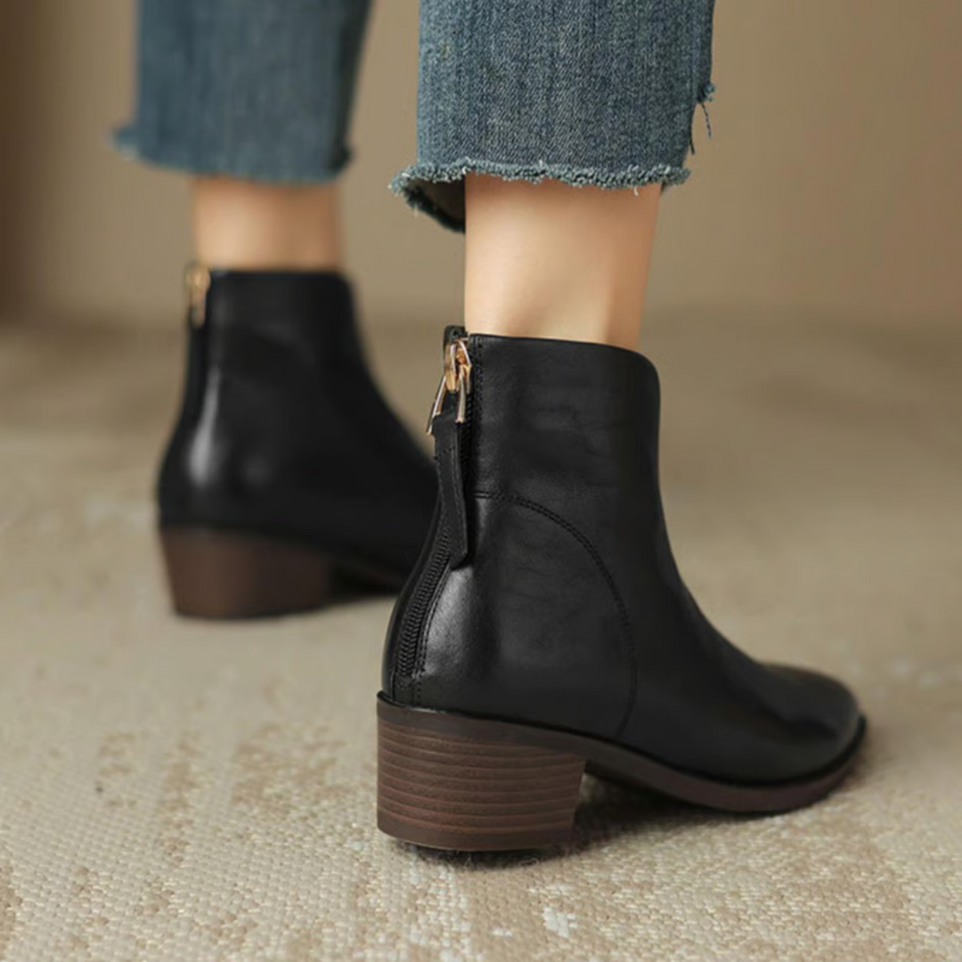 Ana | Botins de Pele Mulher Bico Fino Salto Baixo
