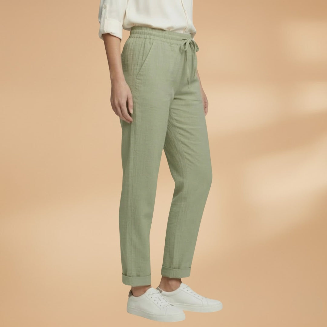 Ana | Calças de Linho Cintura Elástica Mulher Cordões
