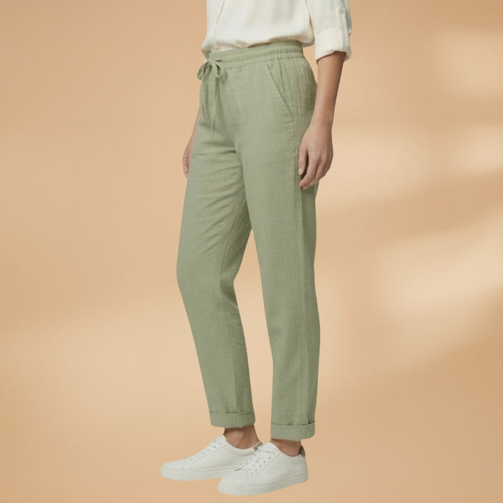 Ana | Calças de Linho Cintura Elástica Mulher Cordões