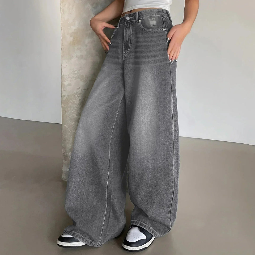 Ana | Jeans Baggy Perna Larga Mulher Cintura Alta