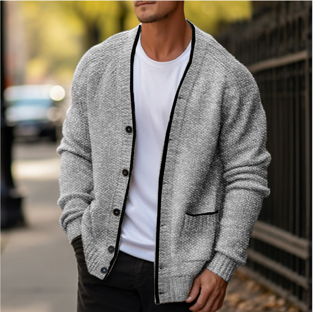 André | Cardigan de Malha Homem Botões Decote V