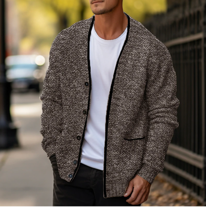 André | Cardigan de Malha Homem Botões Decote V