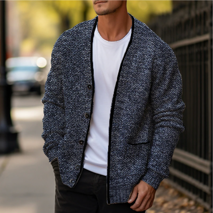 André | Cardigan de Malha Homem Botões Decote V