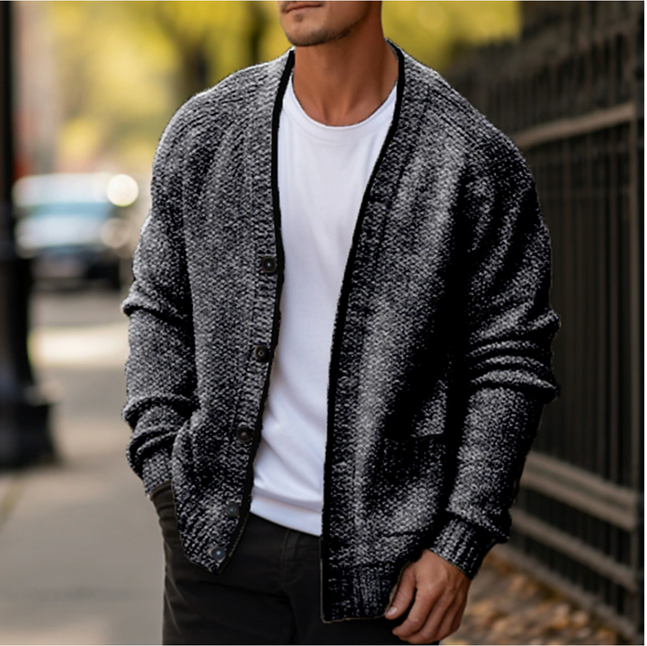 André | Cardigan de Malha Homem Botões Decote V