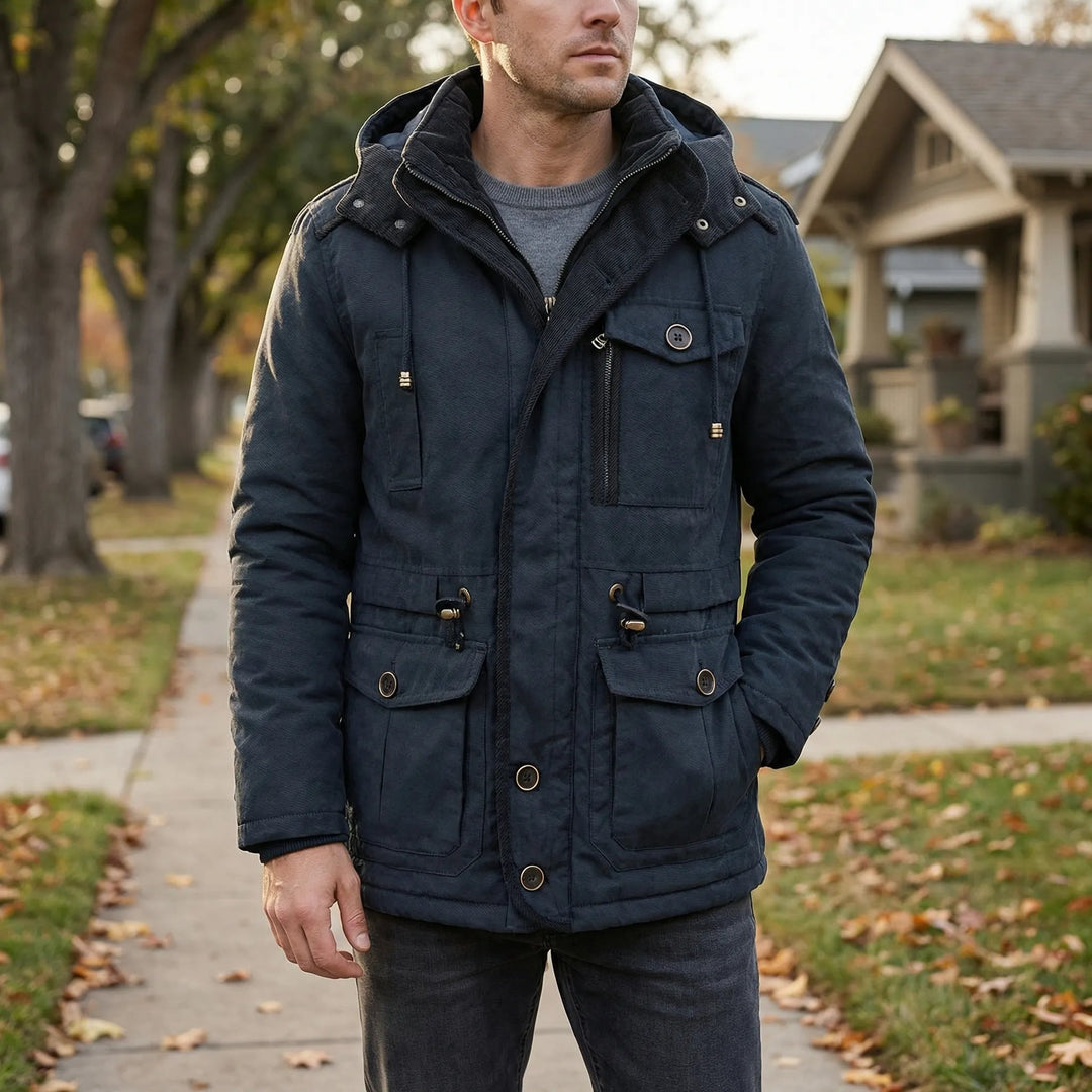 André | Parka Homem com Capuz e Múltiplos Bolsos