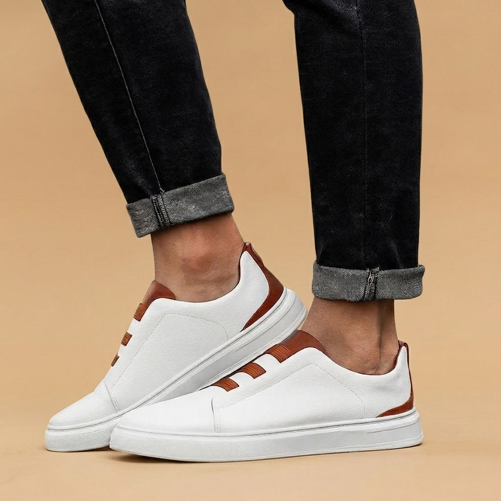 André | Sapatilhas Slip-On de Couro Homem Sem Cadarços