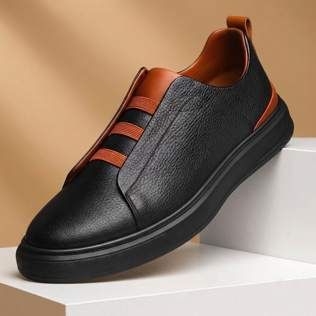 André | Sapatilhas Slip-On de Couro Homem Sem Cadarços