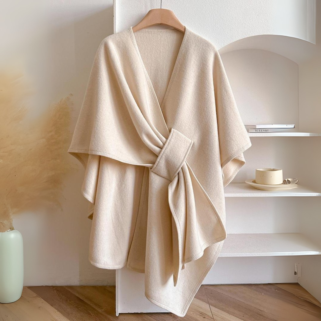 Aurora | Poncho Drapeado Mulher com Cinto Ajustável