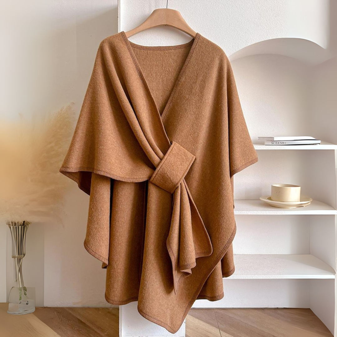 Aurora | Poncho Drapeado Mulher com Cinto Ajustável