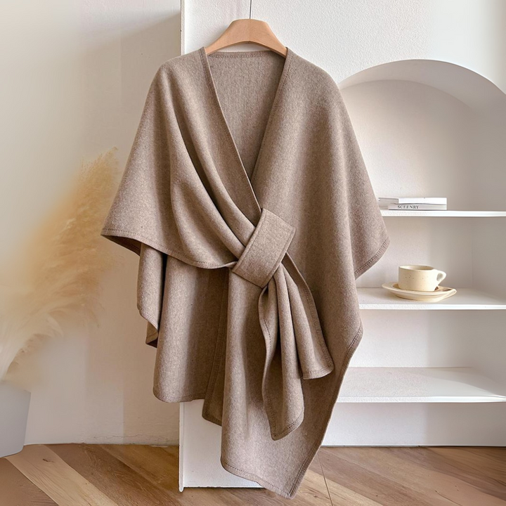 Aurora | Poncho Drapeado Mulher com Cinto Ajustável
