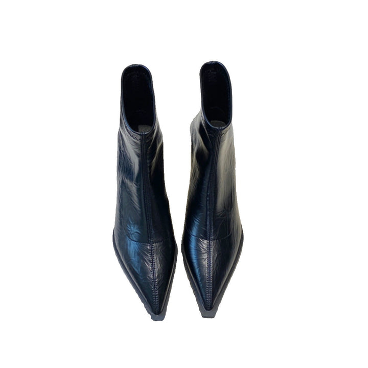 Beatriz | Botins de Pele Mulher Bico Fino Salto Bloco