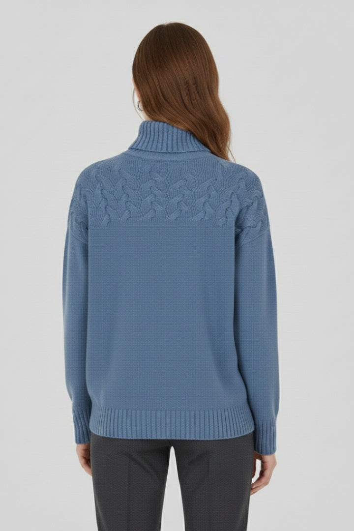 Beatriz | Camisola de Malha Gola Alta Mulher Padrão Cable Knit