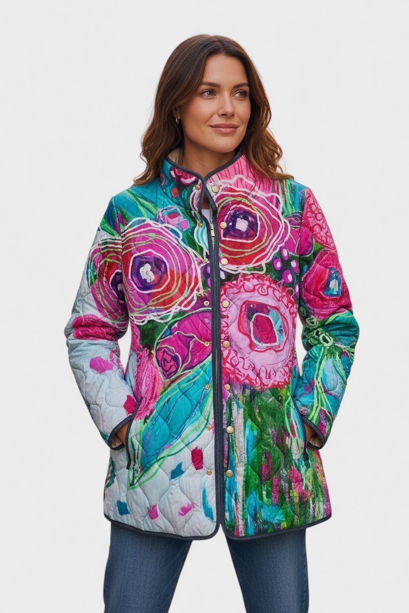 Beatriz | Casaco Acolchoado Estampado Floral Mulher Patchwork
