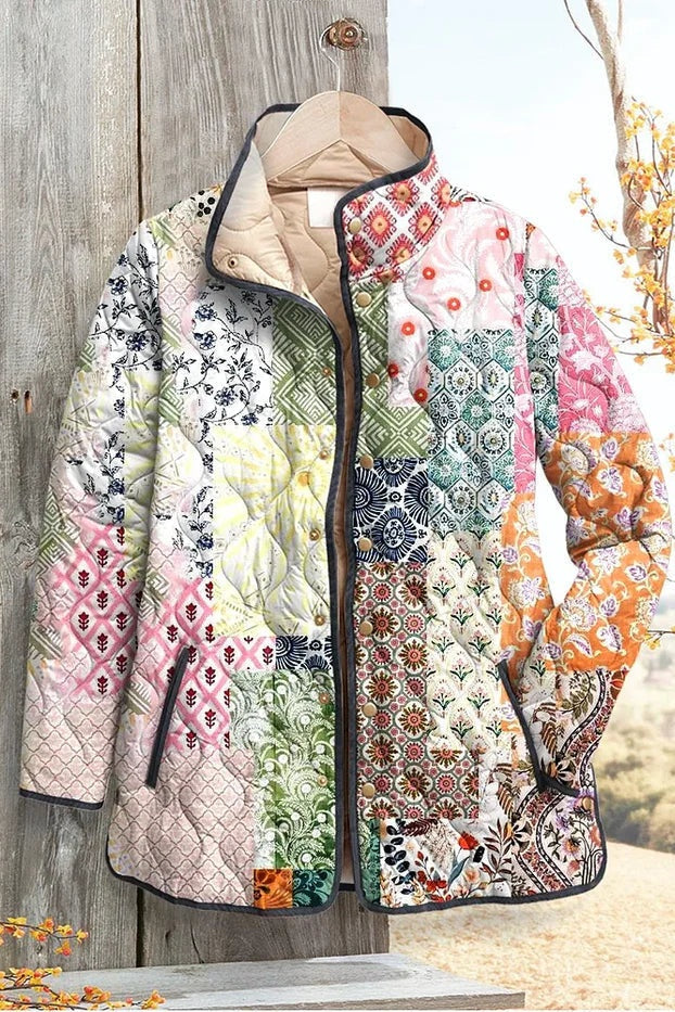 Beatriz | Casaco Acolchoado Estampado Floral Mulher Patchwork