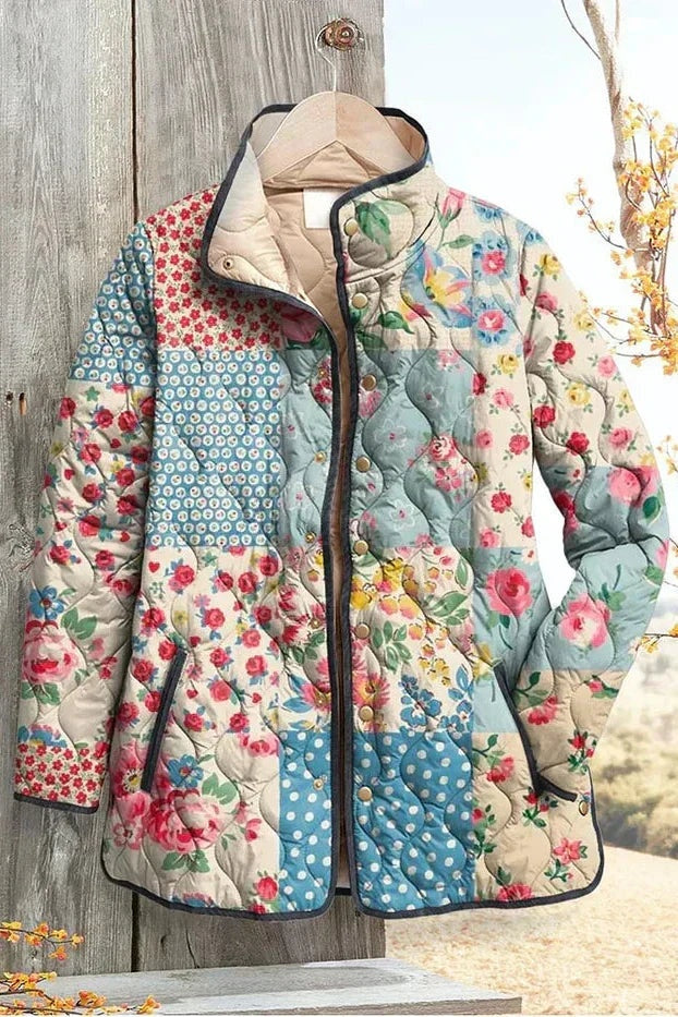 Beatriz | Casaco Acolchoado Estampado Floral Mulher Patchwork