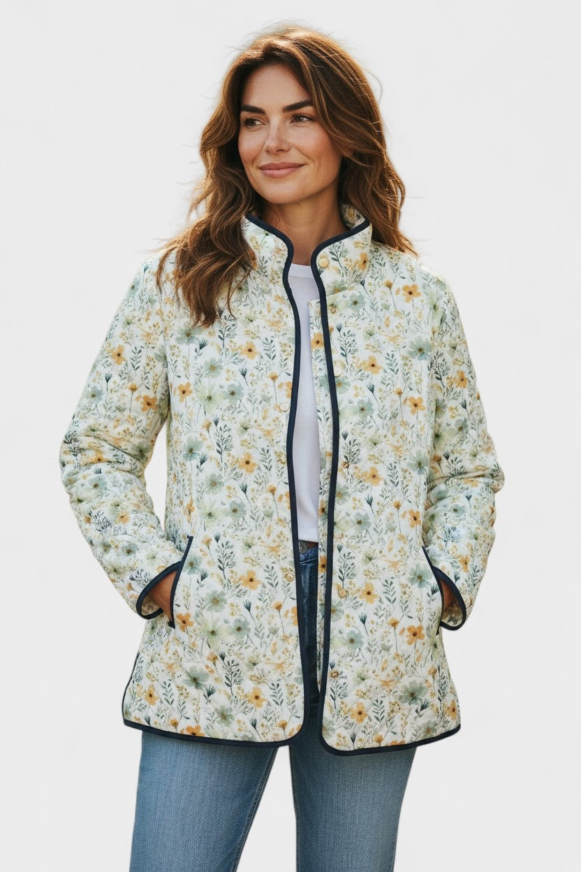 Beatriz | Casaco Acolchoado Estampado Floral Mulher Patchwork