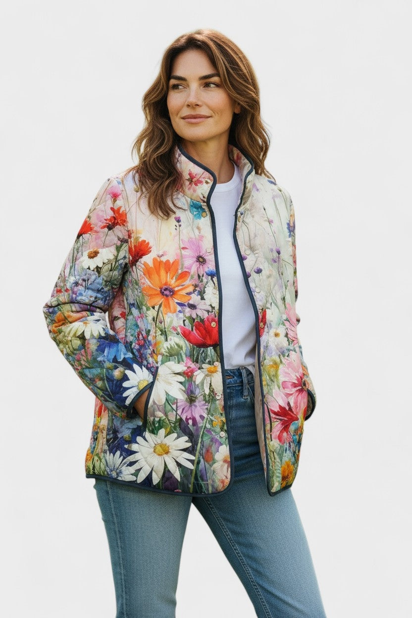 Beatriz | Casaco Acolchoado Estampado Floral Mulher Patchwork