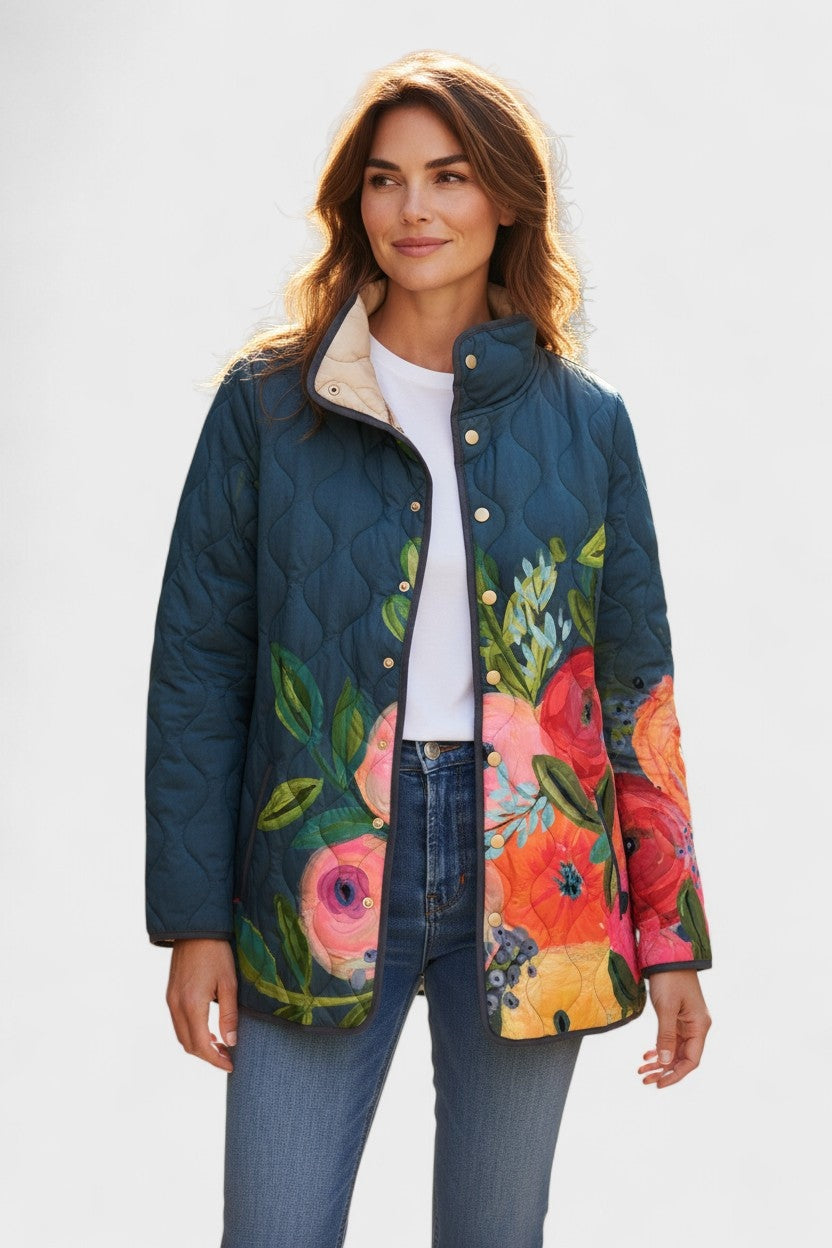 Beatriz | Casaco Acolchoado Estampado Floral Mulher Patchwork