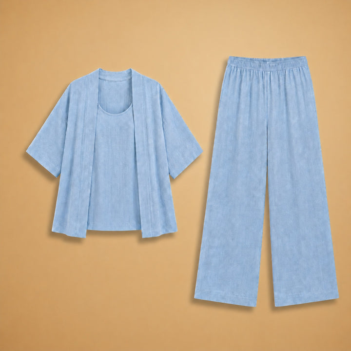 Beatriz | Conjunto de Linho Kimono Mulher Top e Calças