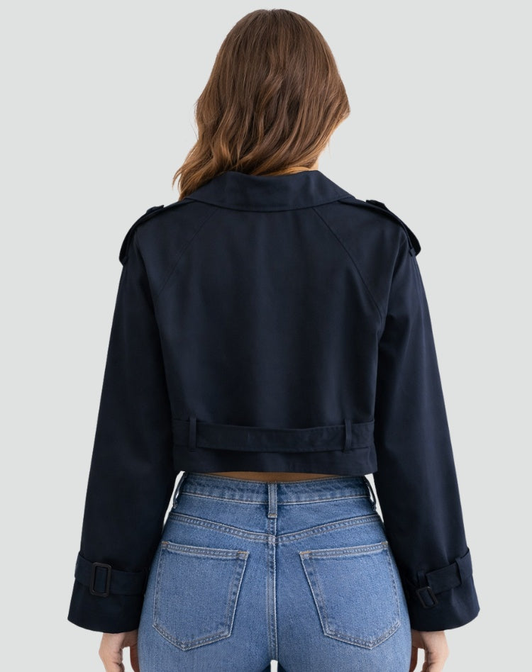Beatriz | Trench Coat Curto Mulher Duplo Abotoamento com Cinto