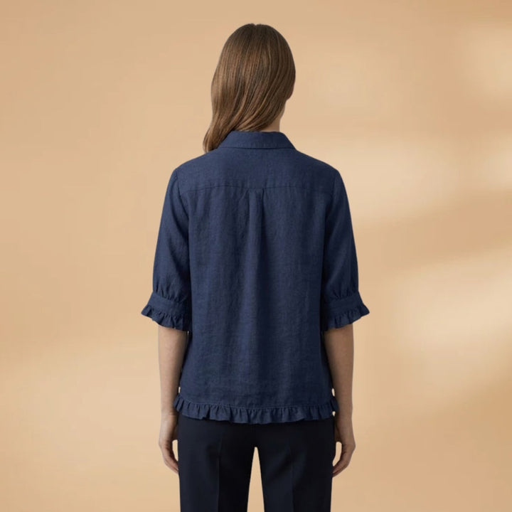 Amélia | Blusa Camiseiro Manga 3/4 Mulher Folhos