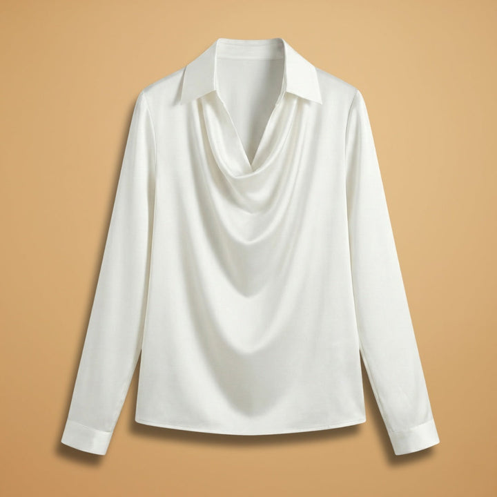 Lúcia | Blusa Colarinho Drapado Mulher Manga Comprida