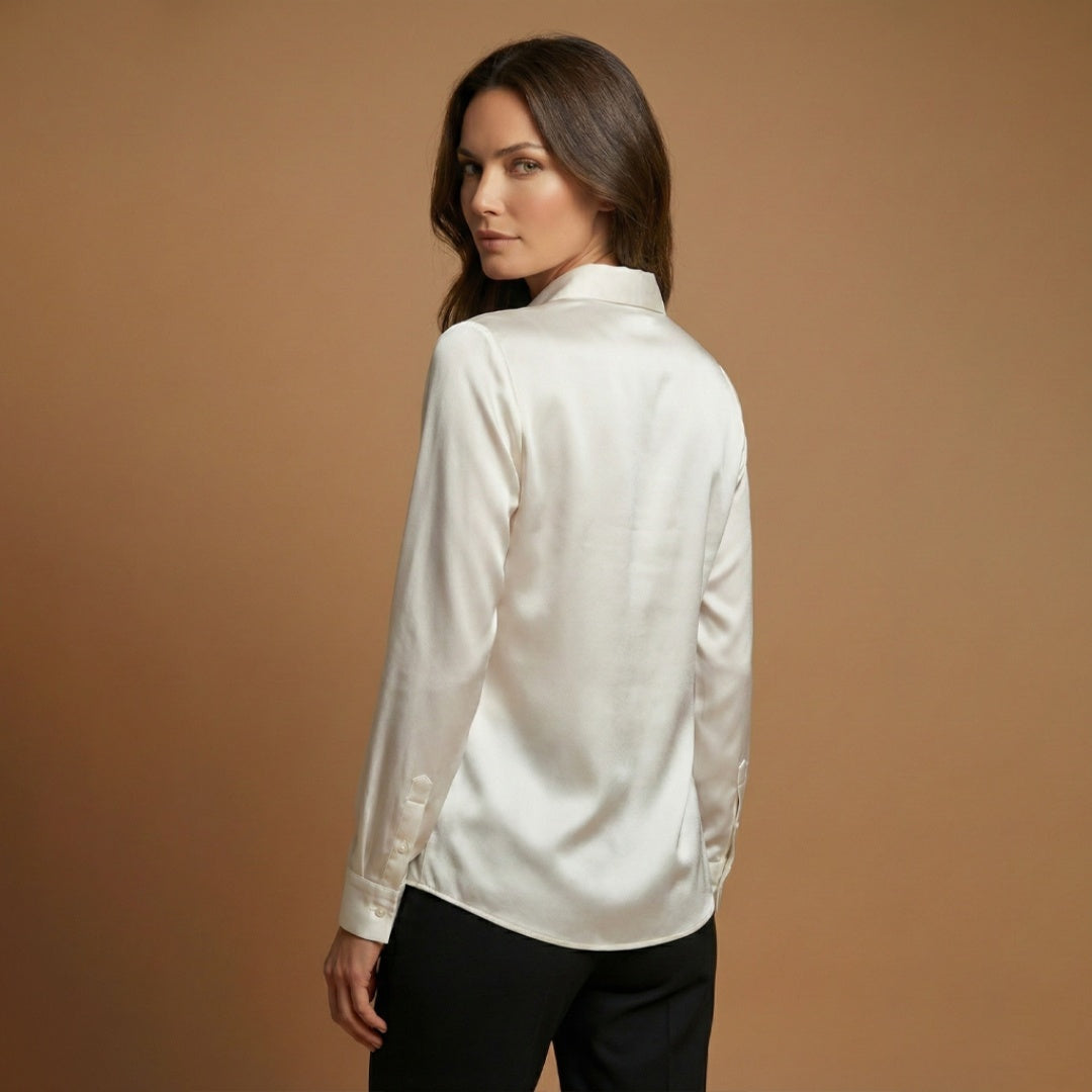 Lúcia | Blusa Colarinho Drapado Mulher Manga Comprida