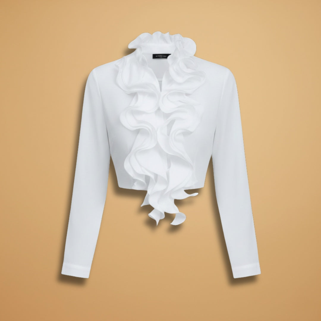 Blusa Cropped Renda Frontal Mulher Manga Comprida