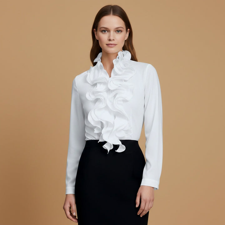 Blusa Cropped Renda Frontal Mulher Manga Comprida
