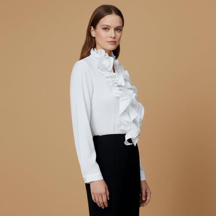 Blusa Cropped Renda Frontal Mulher Manga Comprida