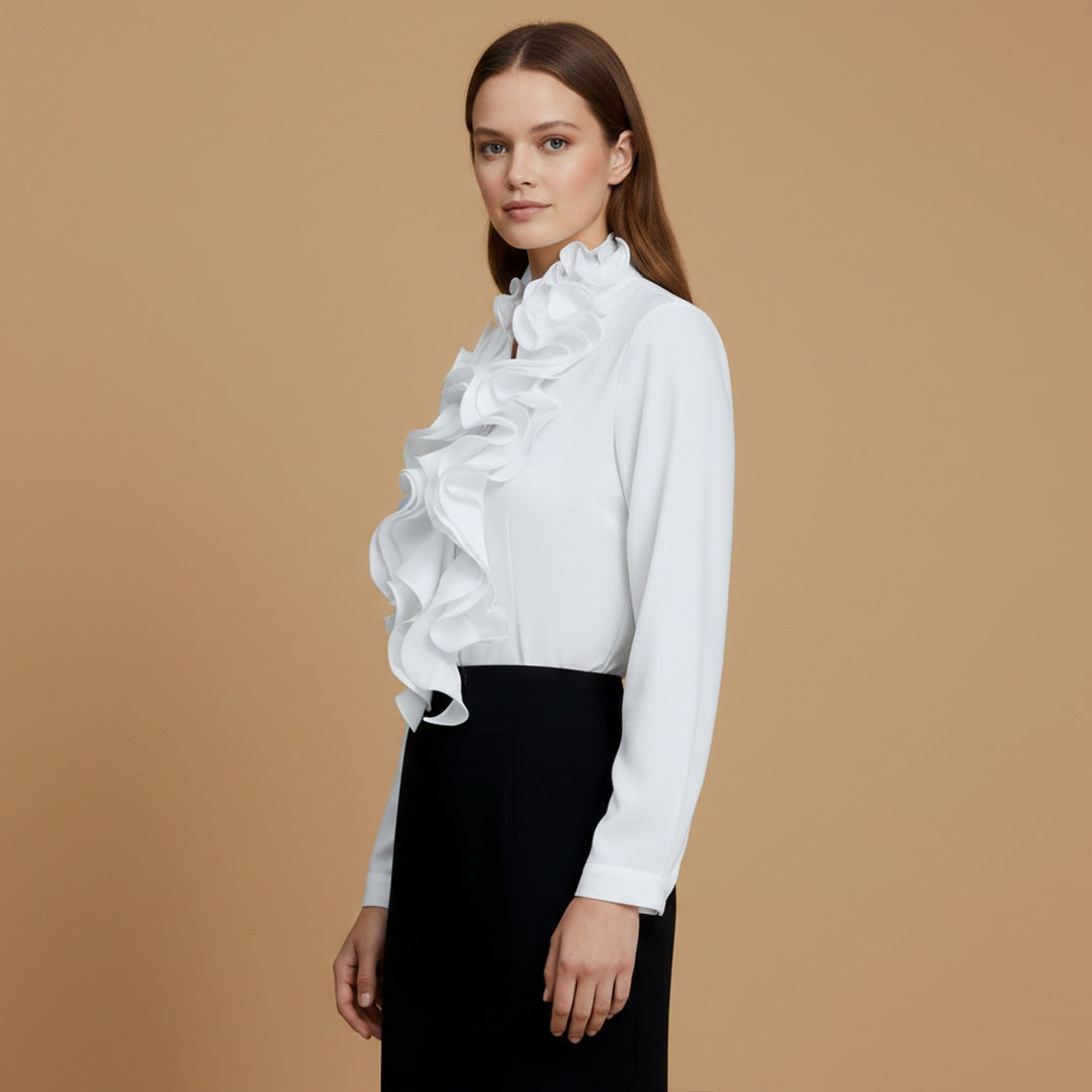 Blusa Cropped Renda Frontal Mulher Manga Comprida