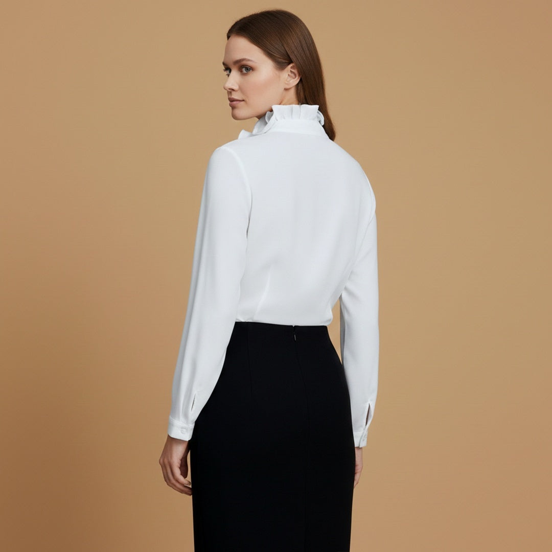 Eva | Blusa Cropped Renda Frontal Mulher Manga Comprida